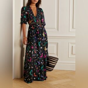 MIGUELINA Farrah Open-back Printed Maxi Dress